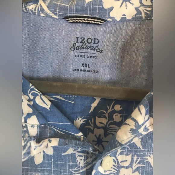 Izod Saltwater 🏖 Button Down Hawaiian Shirt - Picture 2 of 4